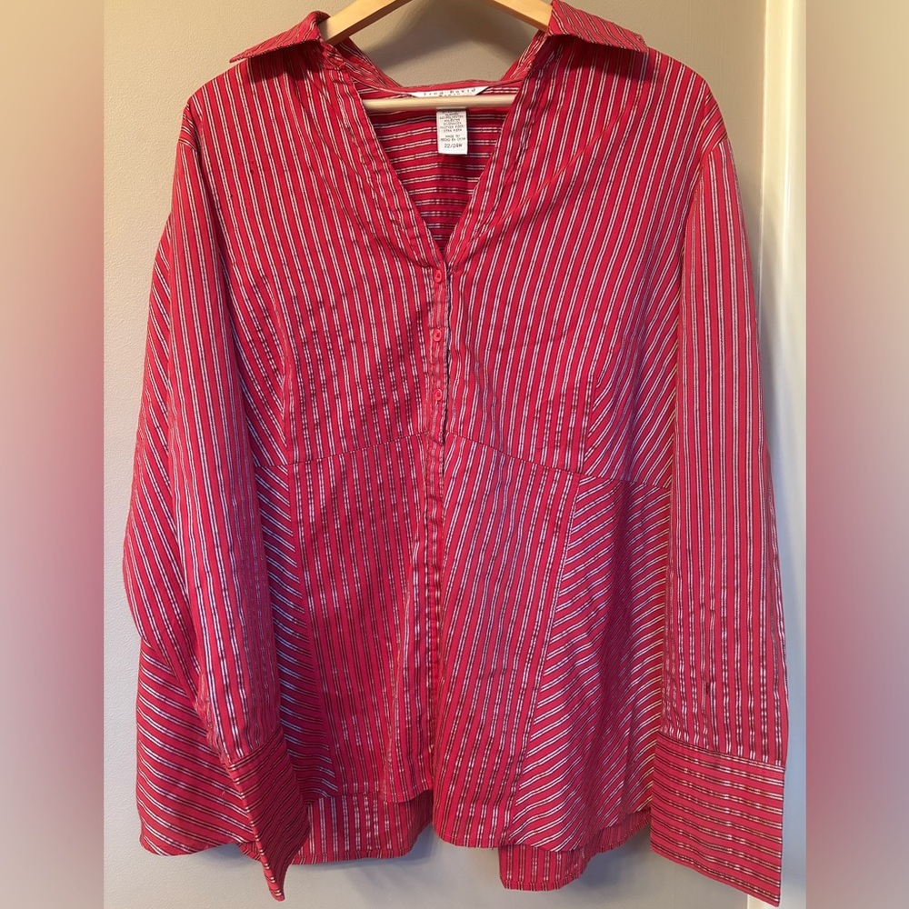 Fred David Red and White Striped Casual Shirt
